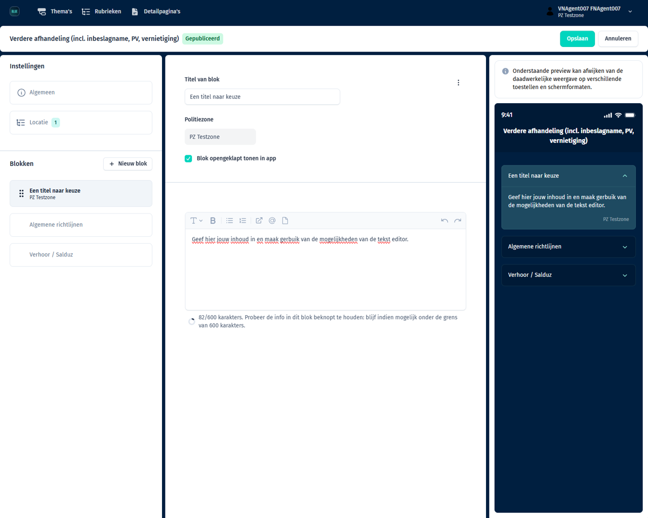 BlueApp Backoffice - vullen